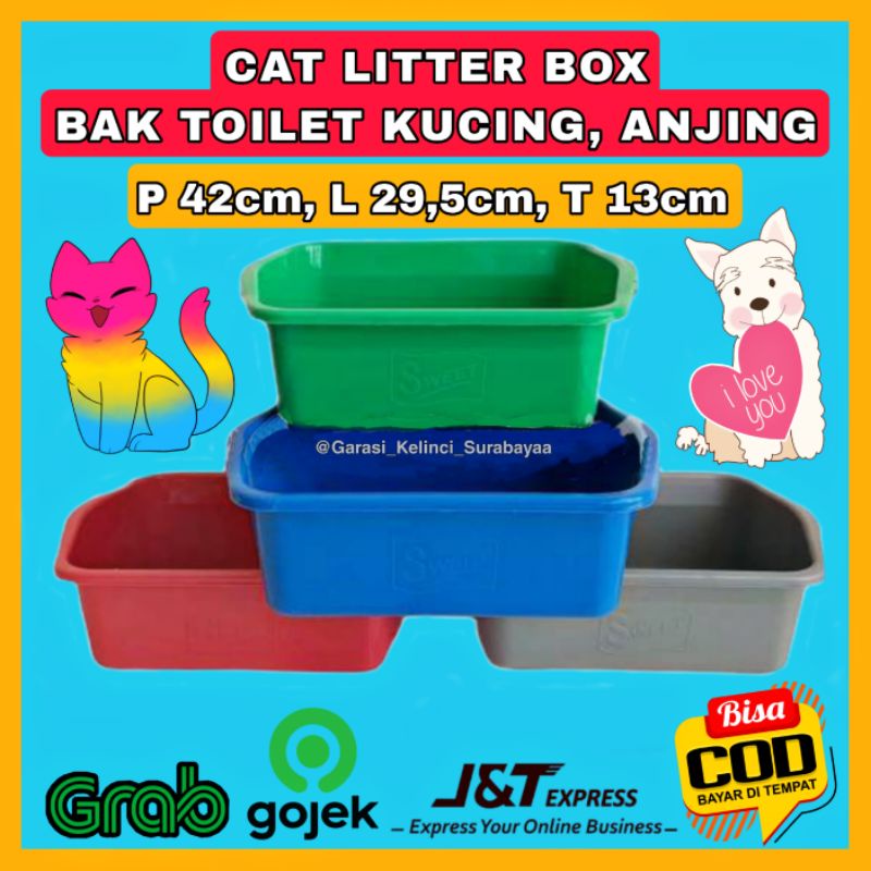 GPSS- CAT LITTER BOX Bak Pasir Kucing Anjing Toilet Hewan Tempat Kotoran Kucing Anjing Box Pasir Kucing Baskom Plastik Tempat Pasir Kucing Tempat Pasir Anjing Tempat Kotoran Anjing Toilet Kucing Toilet Anjing Toilet Kelinci Penghilang Bau Kotoran Kucing