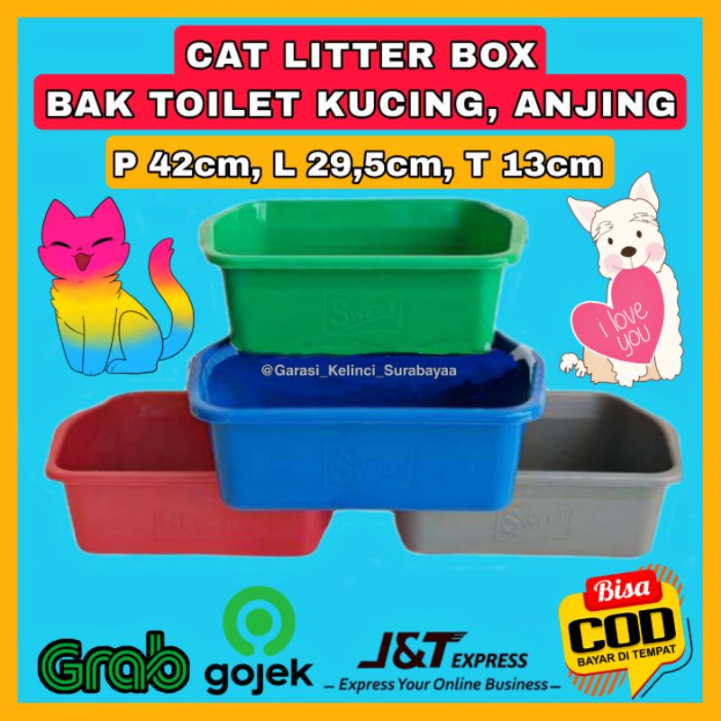 GPSS- CAT LITTER BOX Bak Pasir Kucing Anjing Toilet Hewan Tempat Kotoran Kucing Anjing Box Pasir Kucing Baskom Plastik Tempat Pasir Kucing Tempat Pasir Anjing Tempat Kotoran Anjing Toilet Kucing Toilet Anjing Toilet Kelinci Penghilang Bau Kotoran Kucing