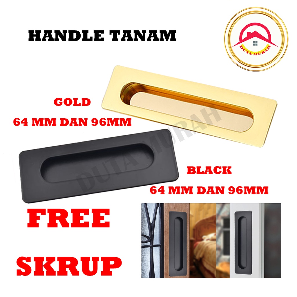 Tarikan Tanam Pintu Sliding/ Handel Tanam Pintu Sliding Kotak 64mm 96 mm 128mm Stainless