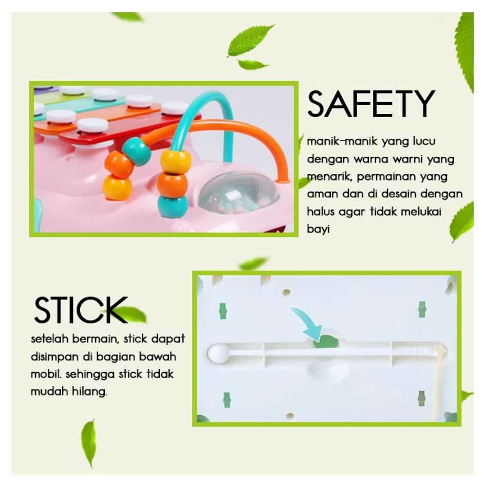 BIG SIZE PREMIUM Mainan Edukasi Motorik Happy Bus dengan Puzzle 3 in 1 dan 7 Tangga Nada Xylophone BS