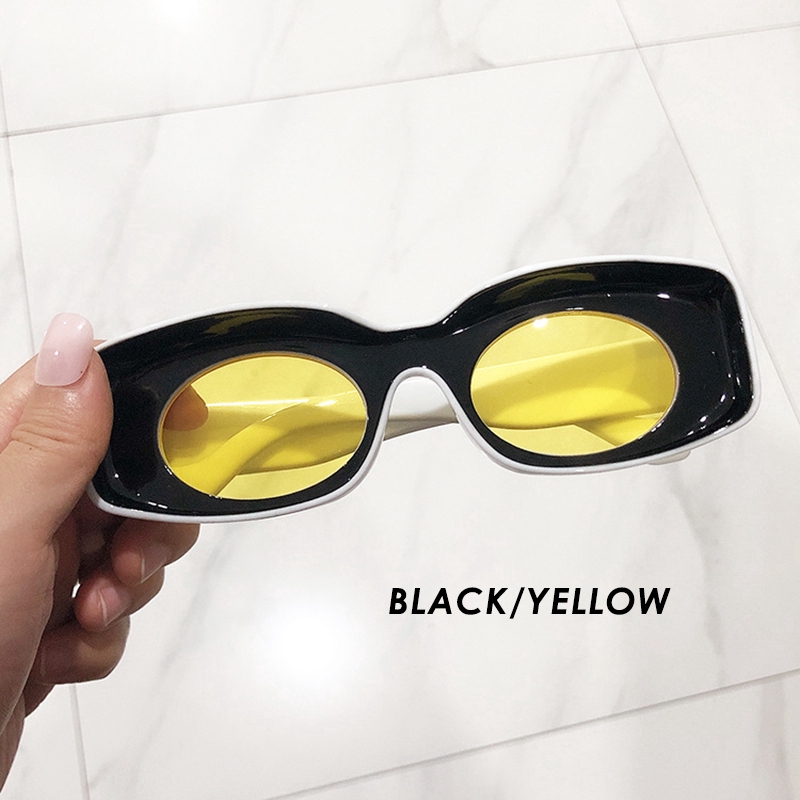 (YUZHU) Bayar di Tempat Korean Fashion Candy Color Rectangle Kacamata Hitam Wanita/Pria