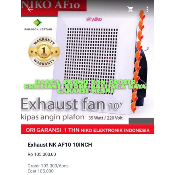 EXHAUST NIKO NK AF10 10INCH/ MAP BRILLIANT STORE KALIJAGA RAYA