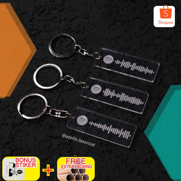Custom Gantungan Kunci Label Spotify Barcode Akrilik Keychain Acrylic Elegan