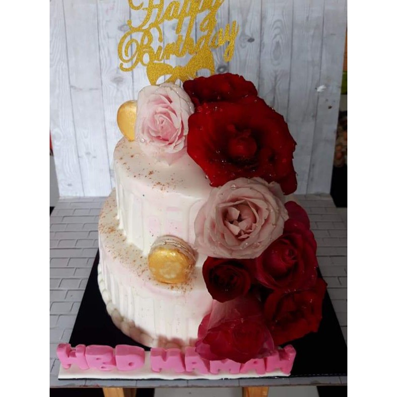 

KUE ULANG TAHUN (ROSE BIRTHDAY CAKE TWO-TIER (Tingkat)