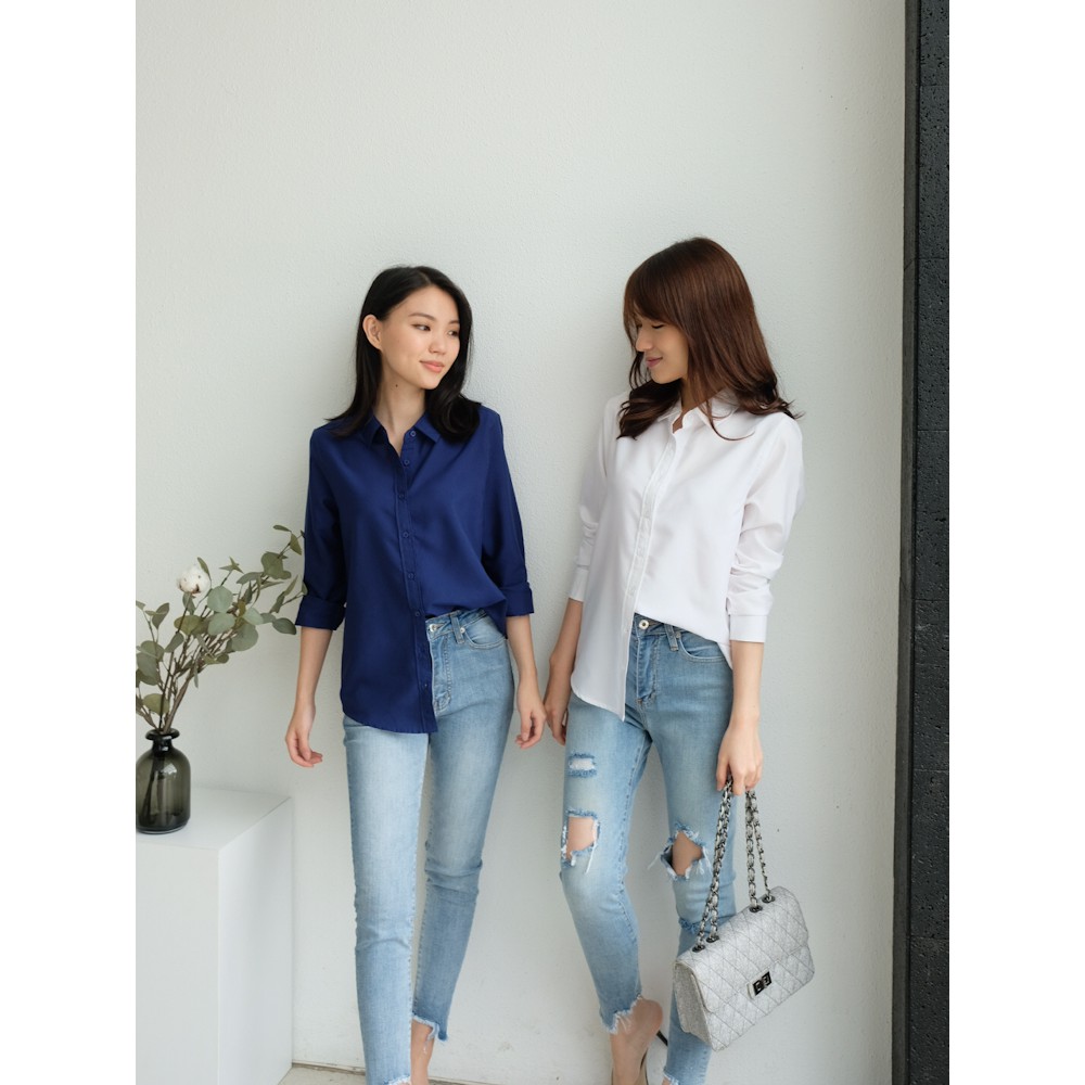 T-0379 Blouse Kemeja Wanita Basic-8