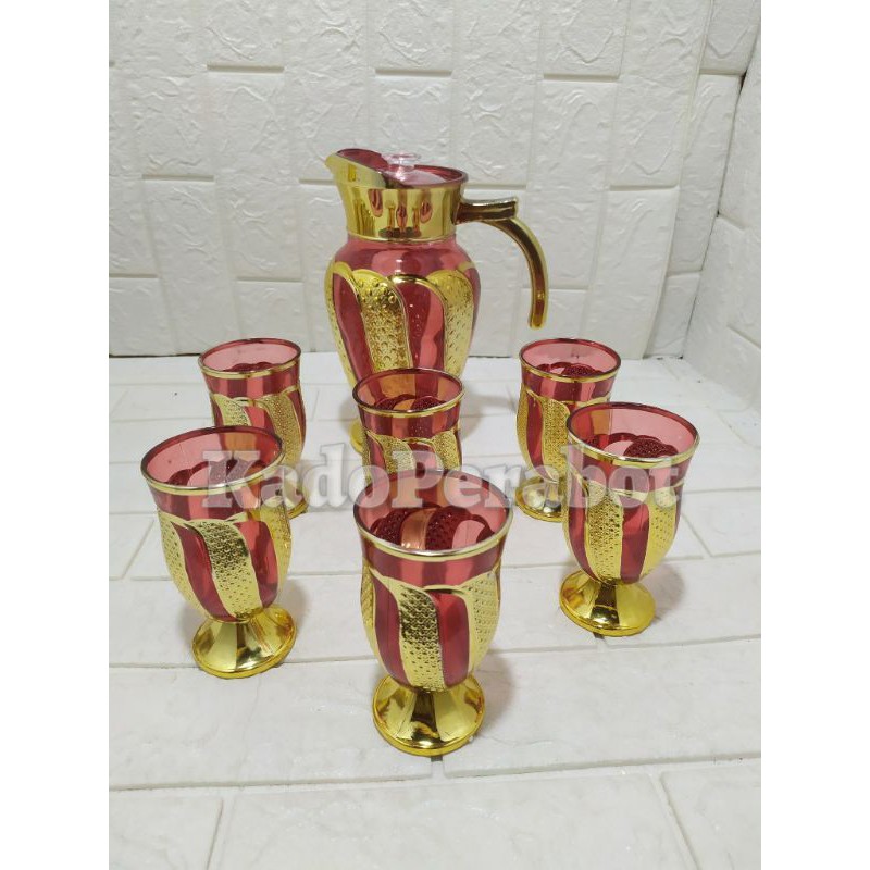 Teko set 7 pcs AQS - teko set antik teko emas pajangan- pajangan antik