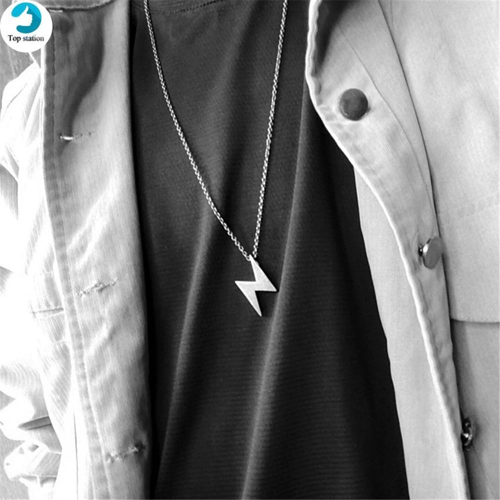 【COD Tangding】Retro Do Old Lightning Shape Necklace Boy Hip Pop Cool Girl Chain Necklace Accessory Jewelry