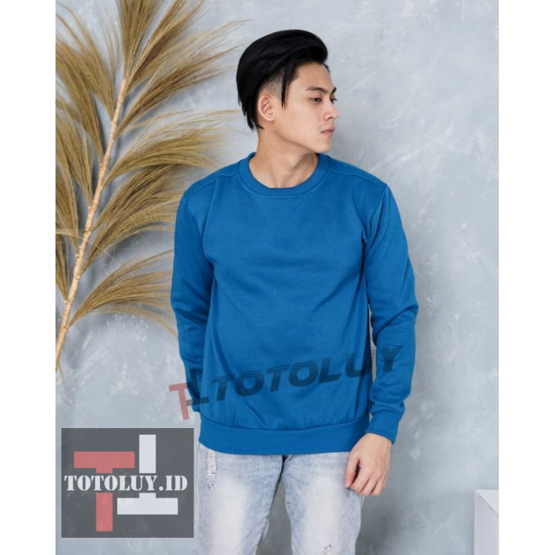 MUKZHOP -  JUMPER SWEATER BASIC POLOS / BIRU ITB