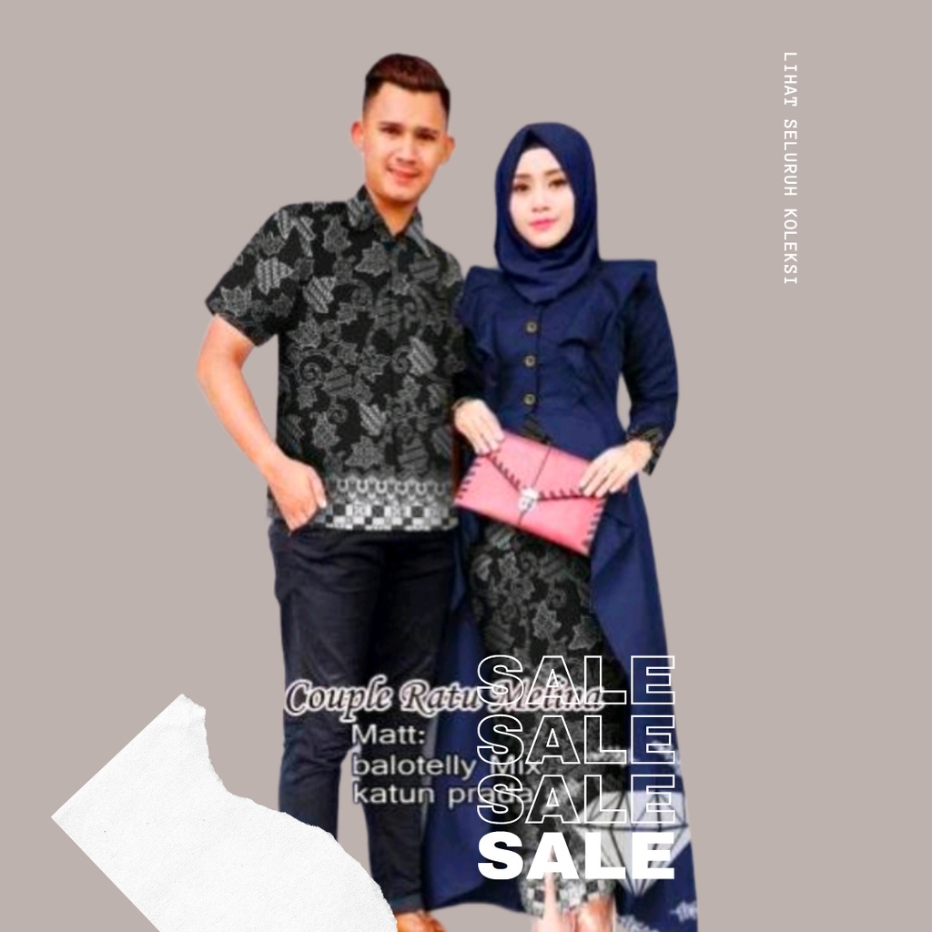Baju Cauple Brukat Pasangan Muslim Casual Kondangan Terbaru 2022 Cp Marina Kekinian Elegan Ukuran XL