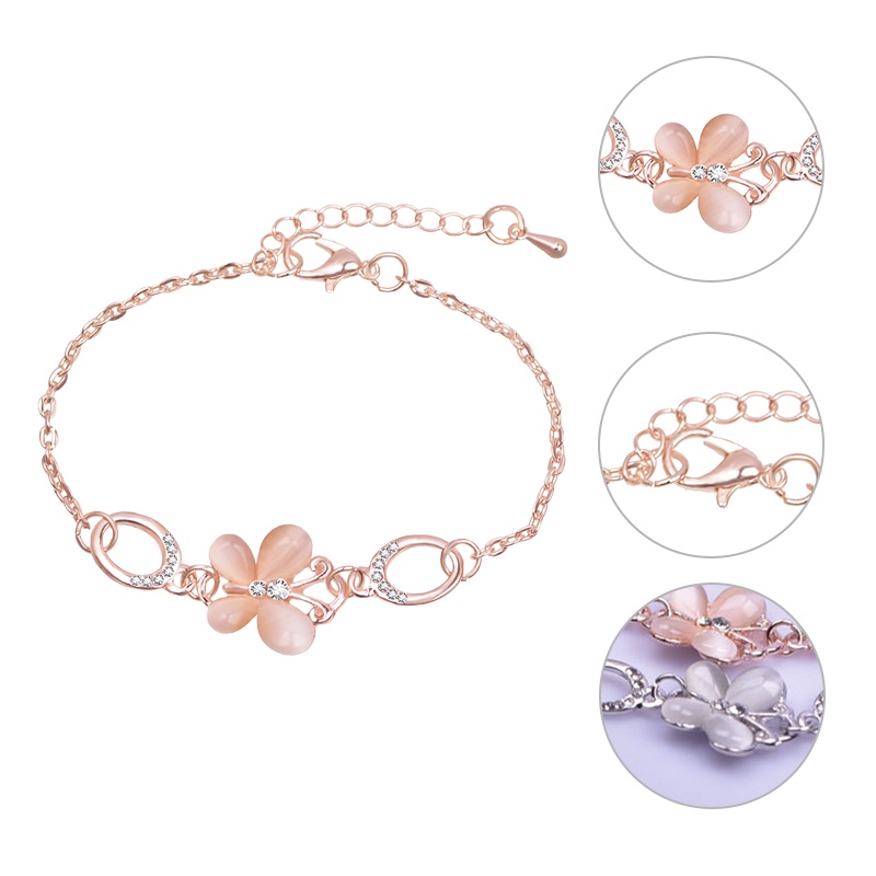 1 Pcs Korean Gelang Titanium Wanita Anti Karat Selamanya Kupu Berlian Bracelet