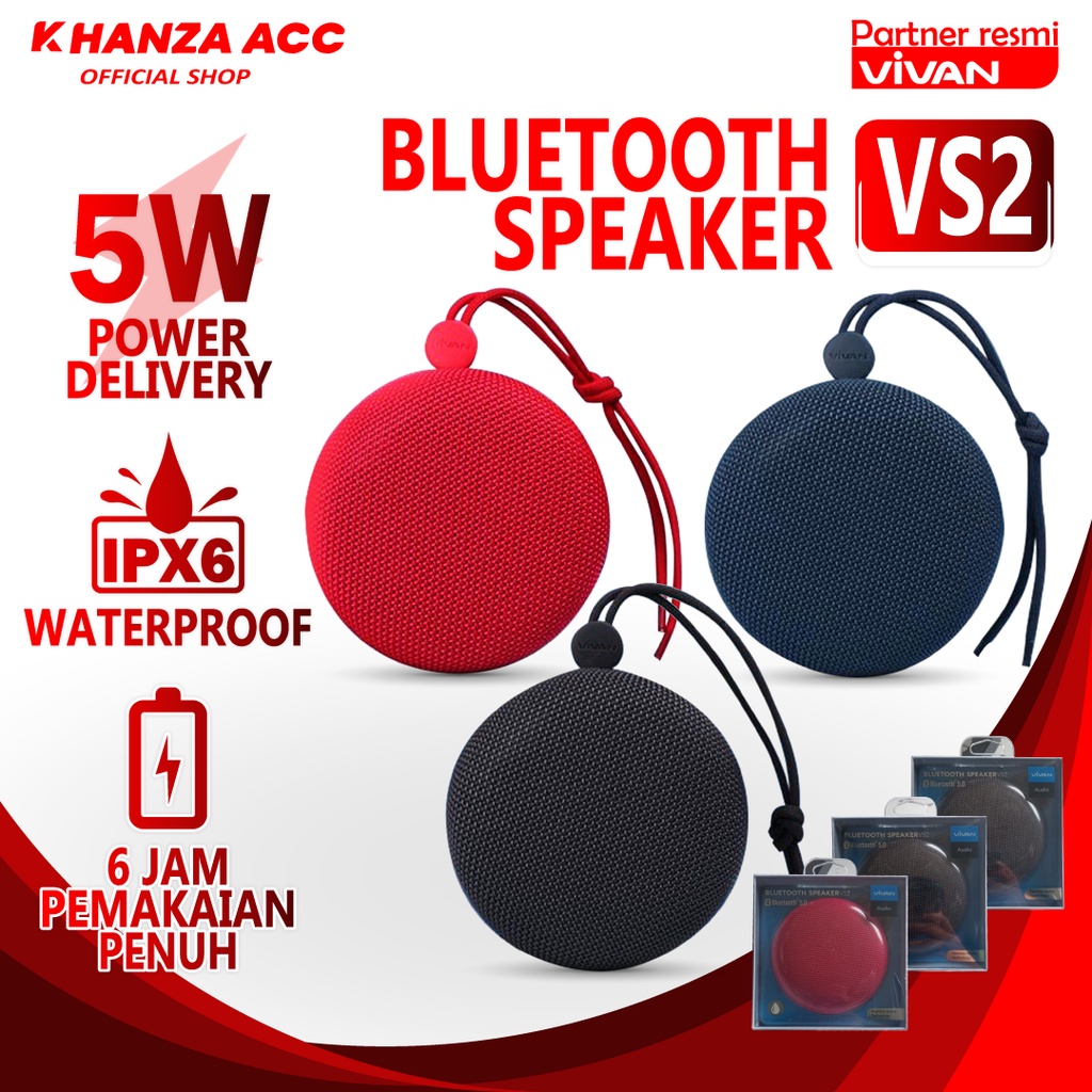 KHANZAACC VIVAN VS2 Speaker Bluetooth Portable Mini Wireless Outdoor Waterproof IPX6