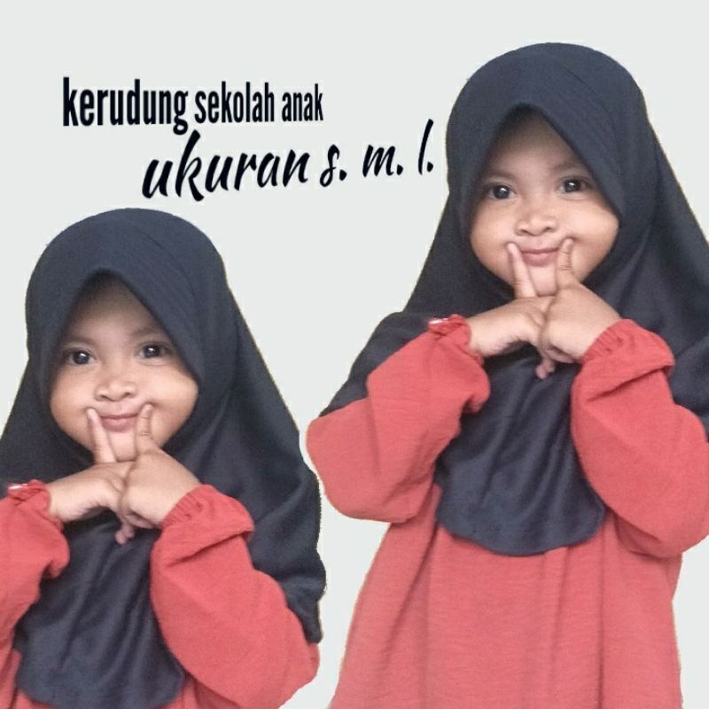 kerudung kaos sekolah anak instan jilbab sekolah anak perempuan  hijab anak PAUD TK SD  warna hitam 