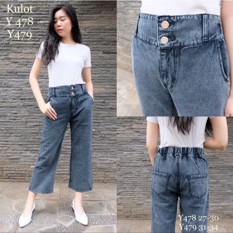 OOTD SZ 27-34 Kulot Jeans Pinggang Karet Premium Quality