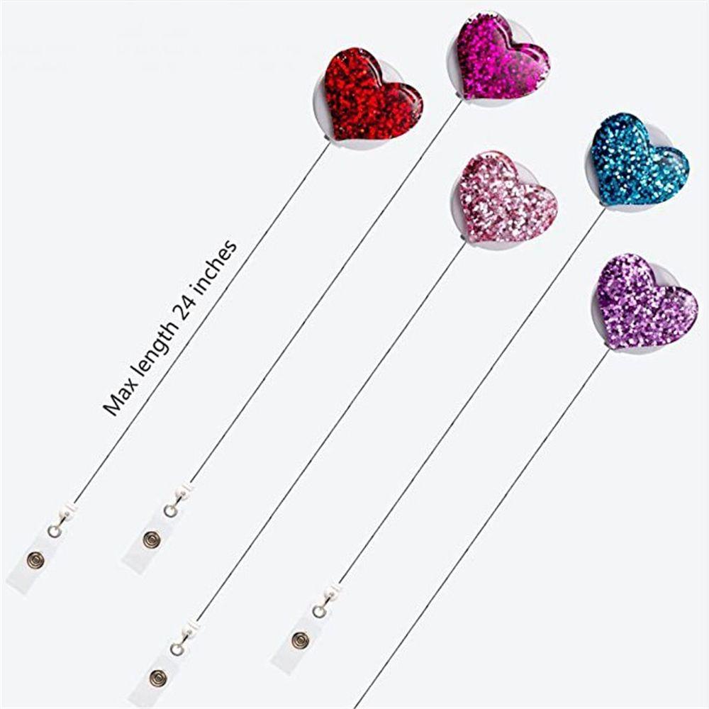 [Elegan] Heart Badge Holder Anti Hilang ID Card Kartu Kerja Kartu Nama Name Tag Holder