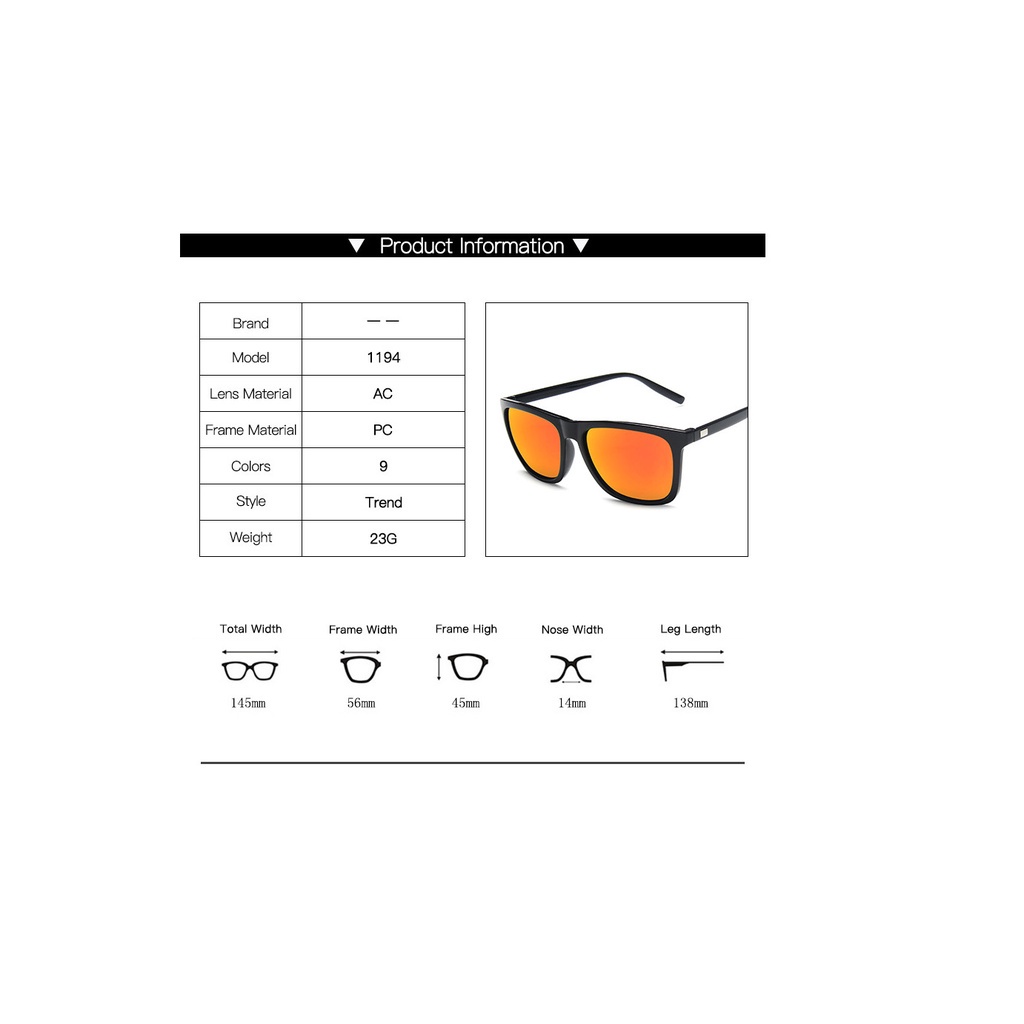 Kacamata Hitam Pria Model Reflektif Warna-Warni Untuk Musim Panas