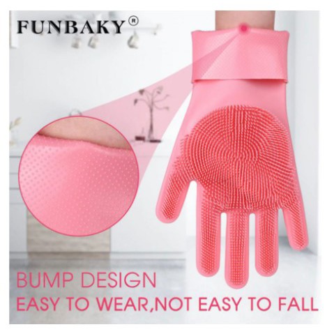 [SARUNG TANGAN ] -Funbaky Sarung Tangan Sikat Mencuci Magic Silicone Gloves - E034