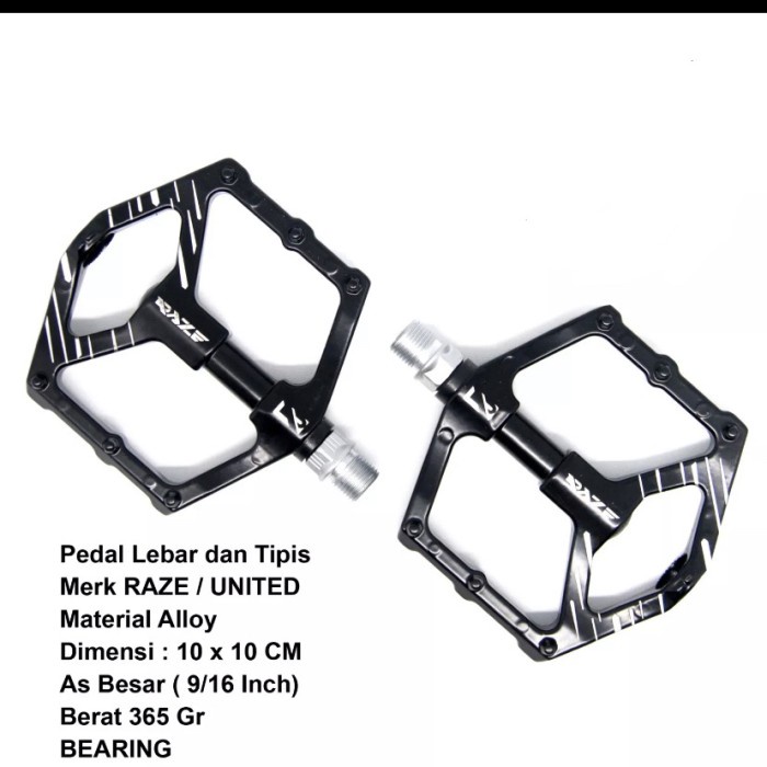 Pedal Sepeda RAZE Bearing lebar as besar full alloy