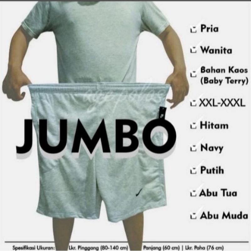 celana pendek pria jumbo XXXL