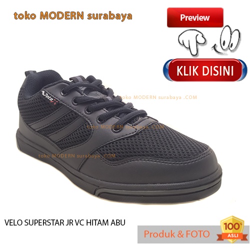 Sepatu anak sekolah sneakers tali VELO SUPERSTAR JR VC HITAM ABU