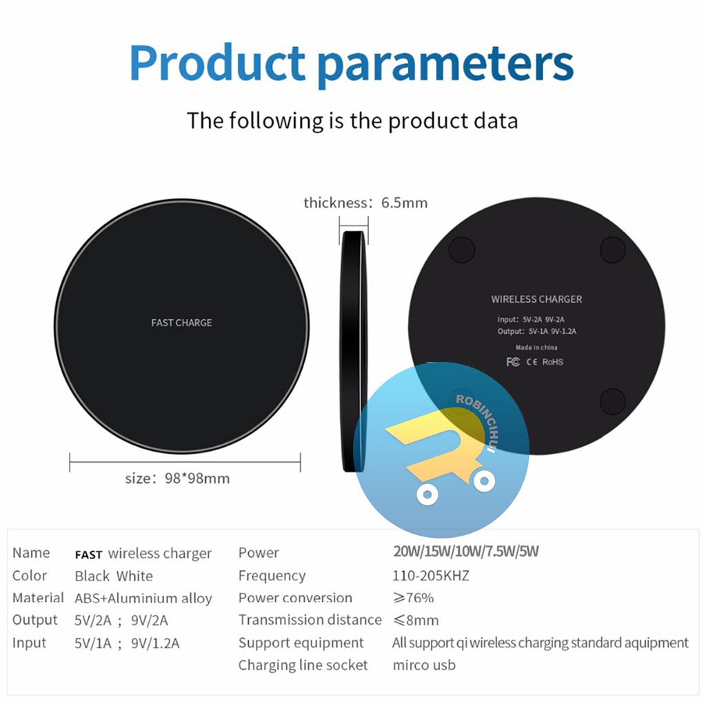 Wireless charging 10W Universal / wireless charger 10W Fast Charging Led Ring indikator  Qc 3.0