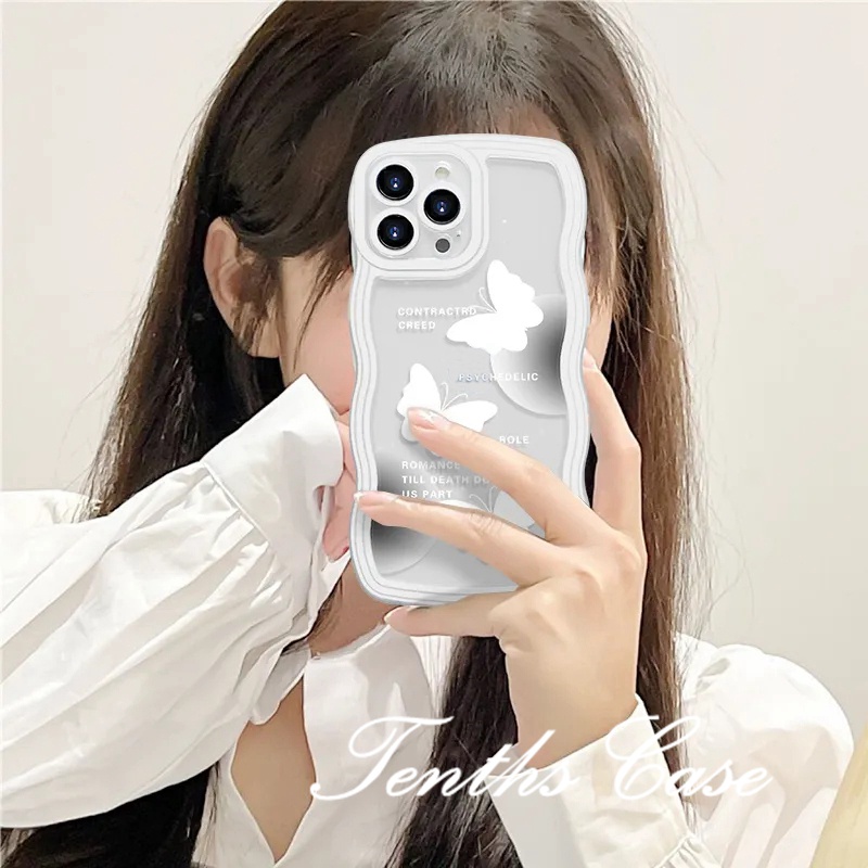 Soft Case Motif Kupu-Kupu Hitam Putih Untuk IPhone 14 13 12 11 Pro Max X XR Xs Max 8 7 6 6s Plus SE 2020