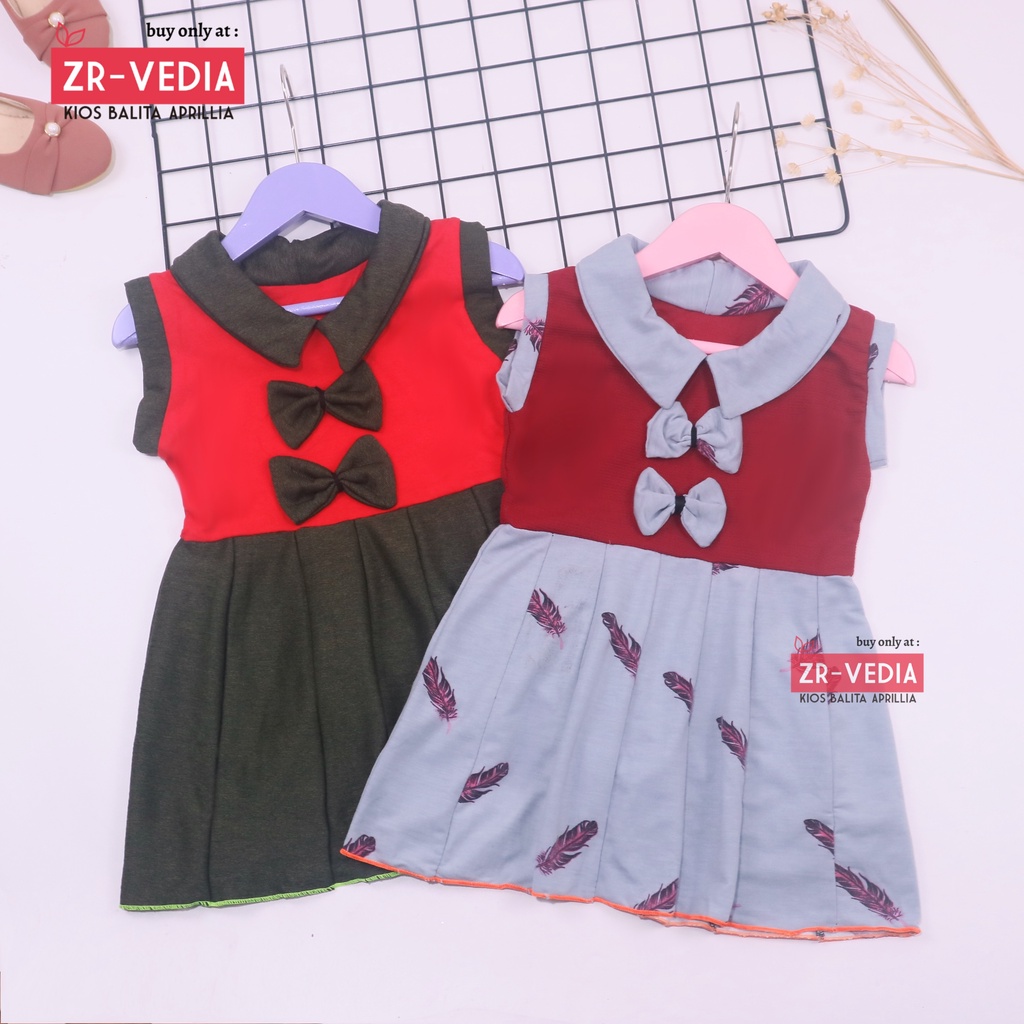 Dress Nindy uk 1-2 Tahun / Dres Kerah Yukensi Atasan Baju Harian Import Anak Perempuan Cewek Grosir