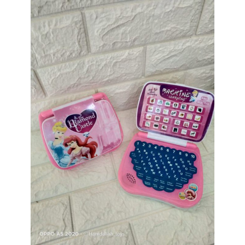 1MAINAN ANAK MINI LAPTOP 2 BAHASA KARAKTER HELLO KITTY POWERANGER FROZEN DAN BARBIE-4