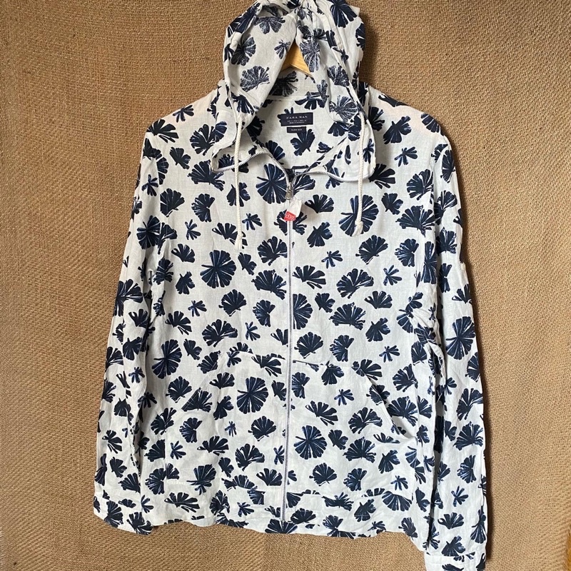 Zara Man Floral Linen Hoodie Man
