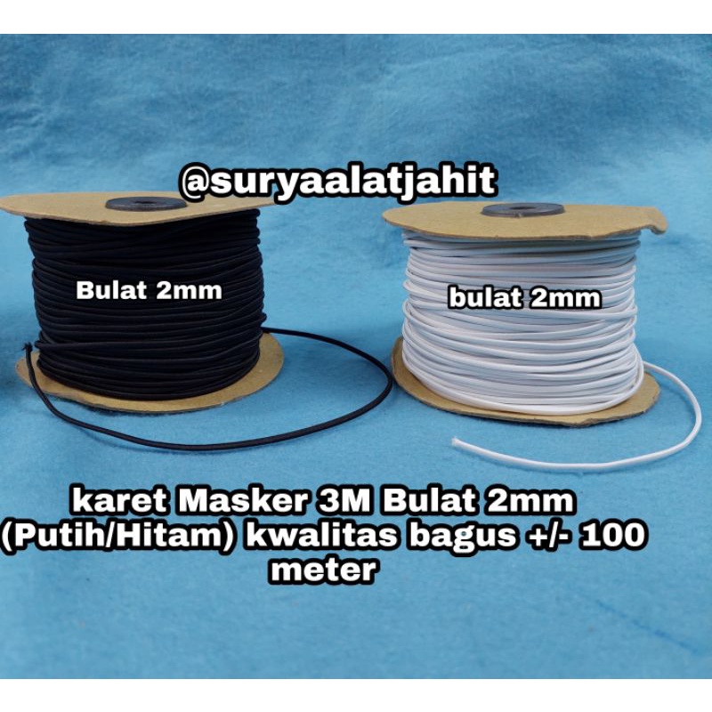 karet Bulat Masker 3Man (2mm) @100M Putih/Hitam =rp.65.000/1rol