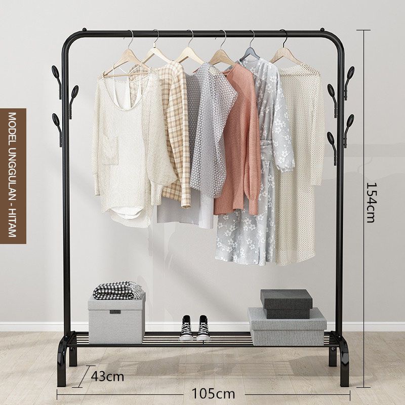 [Saucezhan]Rak Baju Stand Hanger Jemuran Baju Rak Gantung - Putih, Single pole