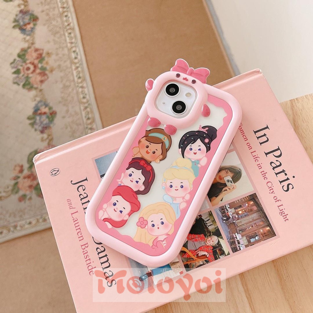 Soft Case TPU Desain Kartun Disney Princess 3D Untuk iPhone 11 14 Pro MAX XR 8Plus 7Plus 13 12 11 Pro MAX X XS MAX 6 6S 14 Plus SE 2020