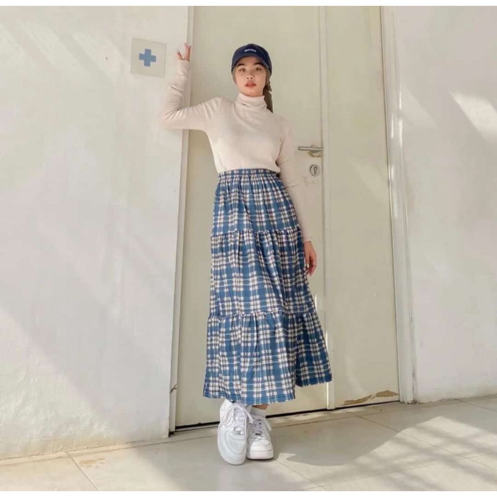 1KG MUAT 4PCS | LESSA SKIRT ROK FLANEL RUFFLE KOREAN STYLE HITS OOTD ALA SELEBGRAM FASHION GROSIR WANITA