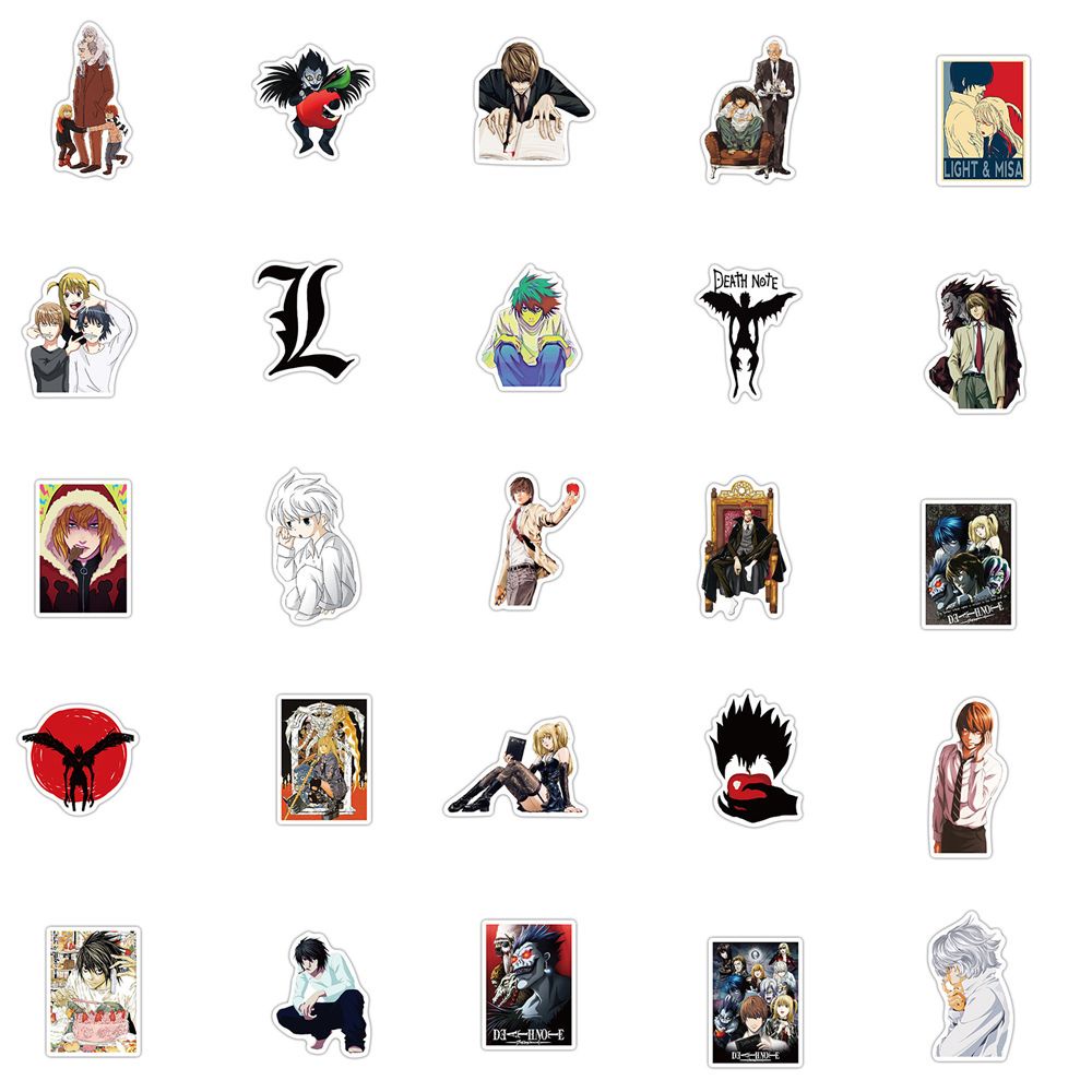 ELEGANT 50Pcs/Lot Anime Cartoon Stickers DIY Toy Sticker Japanese Anime Sticker DEATH NOTE Anime Stickers For Laptop Skateboard Notebook Graffiti Stickers Waterproof Stationery Sticker Motorcycle Phone Graffiti Sticker Stickers Poster