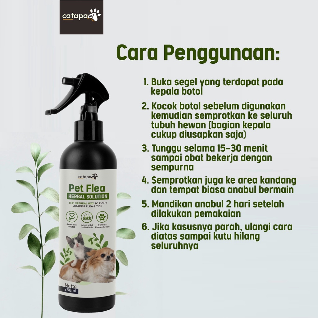 CATAPAW Obat Pembasmi Kutu Kucing Anjing Ampuh / Penghilang Kutu Kucing Natural Pet Flea Remover / Anti Kutu Kucing Anjing Bahan Alami