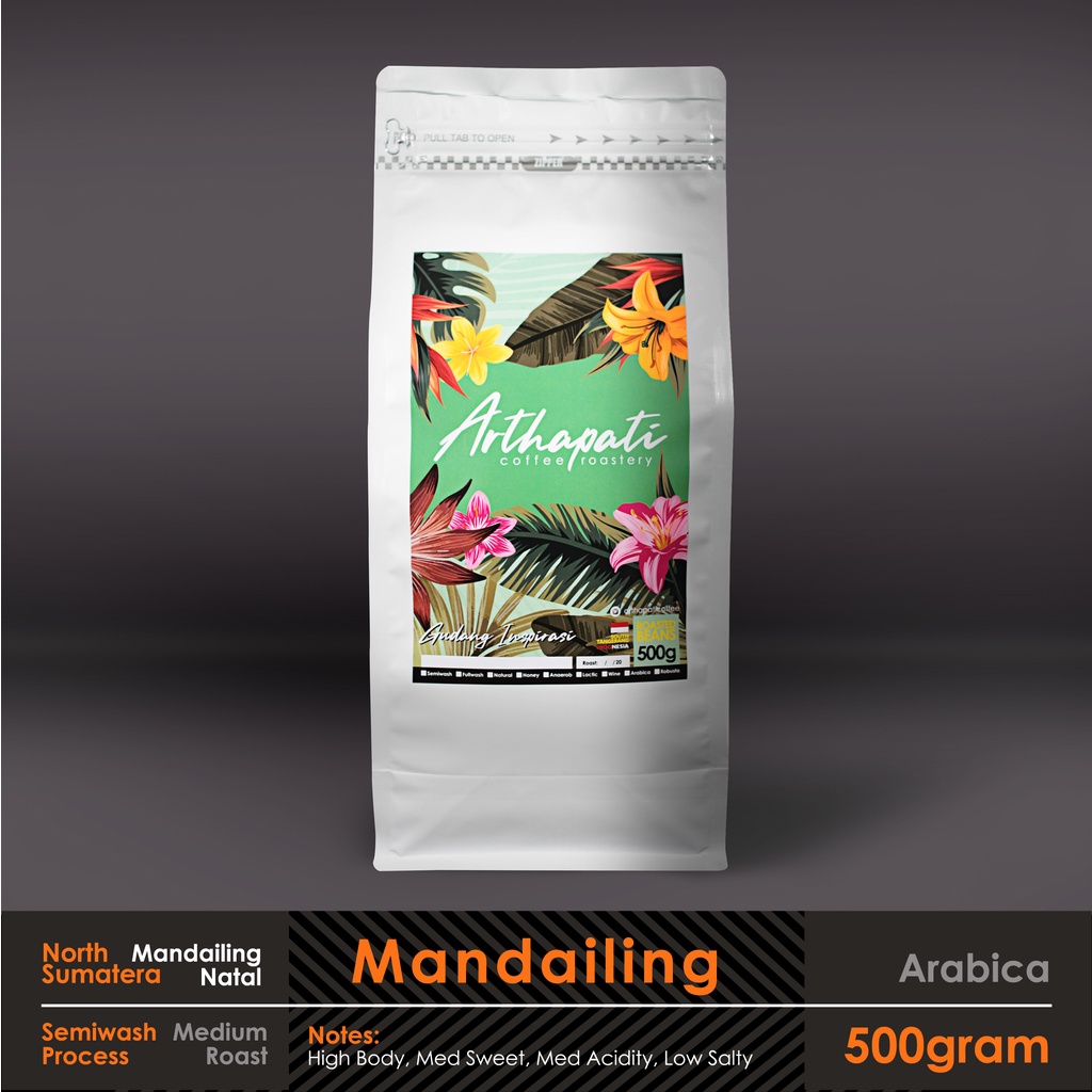 

Biji Kopi Mandaeling Arabica Semi Washed Arthapati Roasted Beans Coffee 500 gram