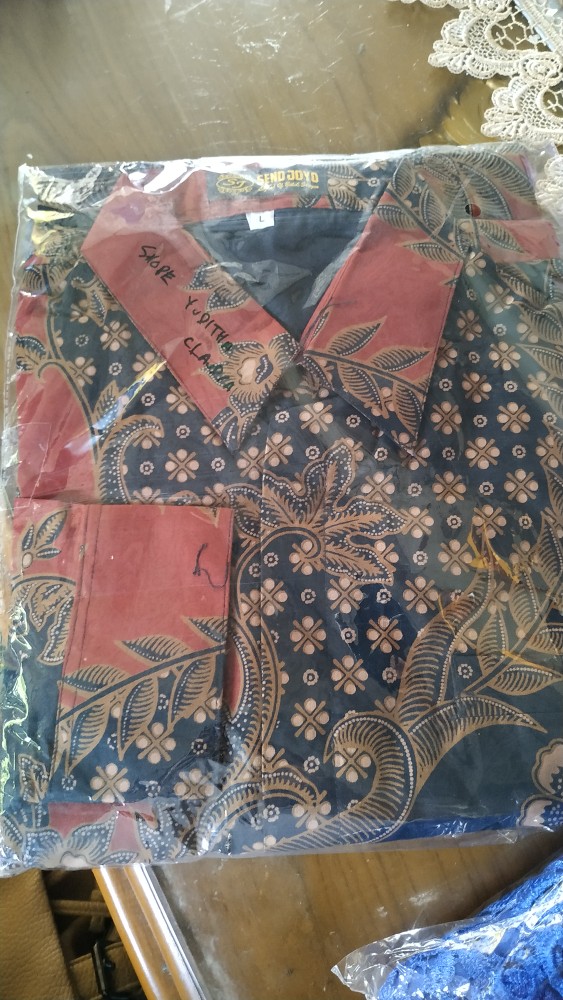 Kemeja Batik Pria Lengan Panjang Kawung Peksi Merah Full Furing Seragam Kantor Premium Modern Trendy