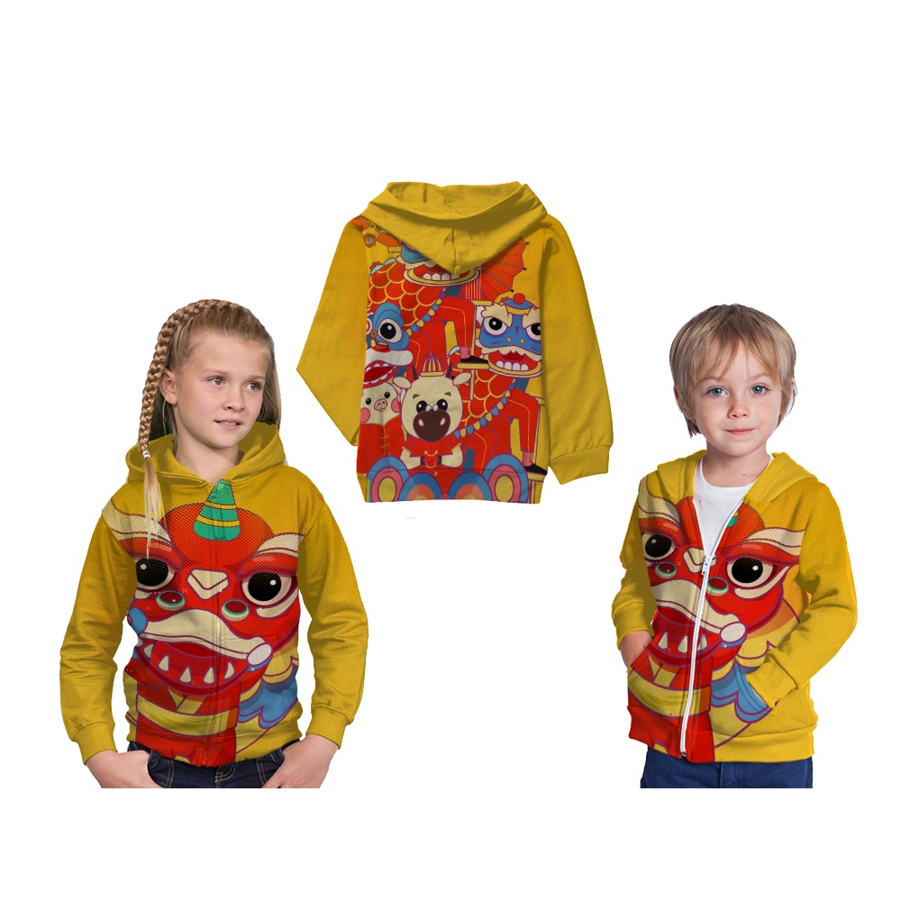 Jaket Hoodie Imlek 2022 Gong Xi Fa Cai Macan Air Anak Custom Full Printing 01