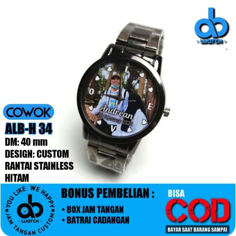 Jam Tangan Couple Custom Foto Bisa Request Desain | FREE BOX DAN BATERAI CADANGAN