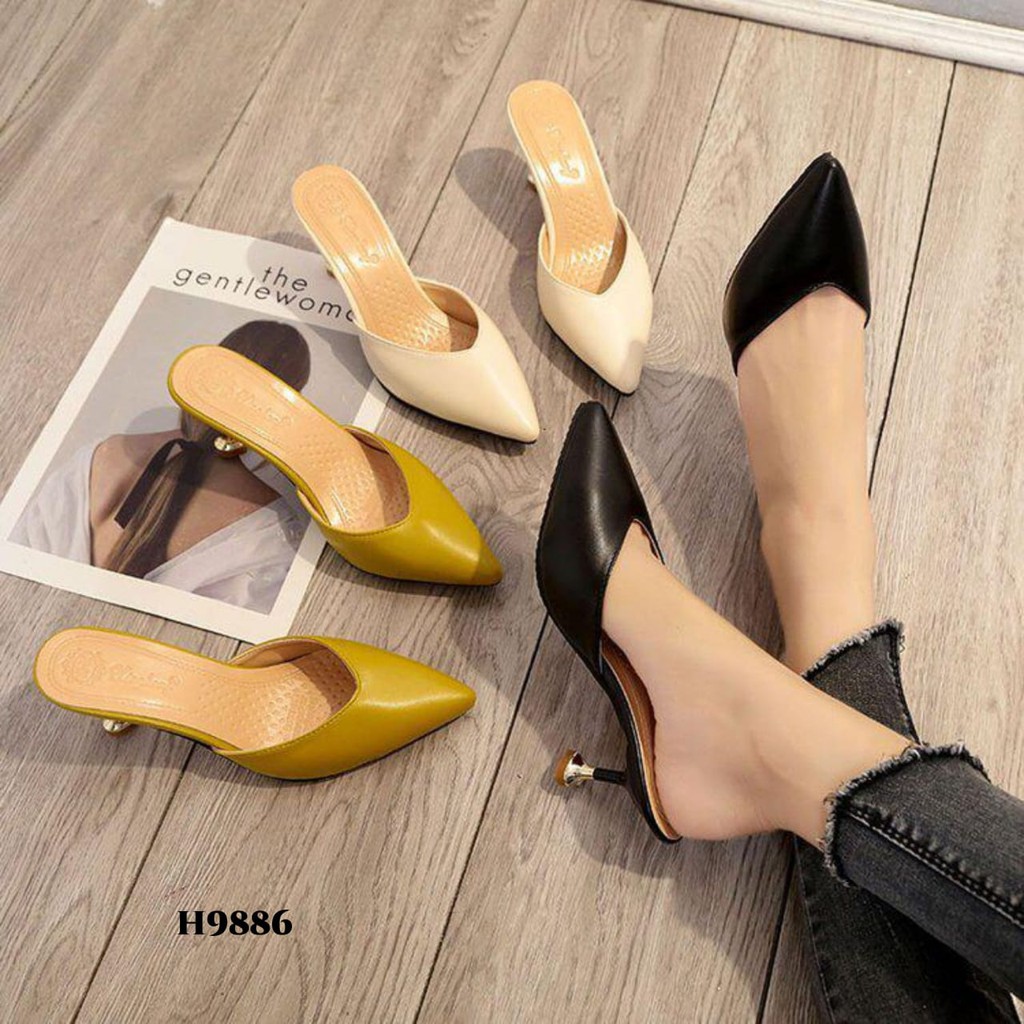 RESTOCK WYN HIGH HEELS SELOP FASHION WANITA KOREA H9886