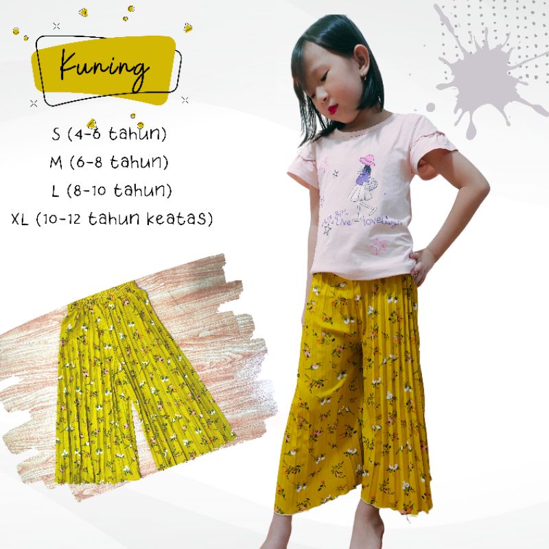 AM27 Celana PLISKET Panjang 1-15 thn Anak - Remaja KULOT MOTIF Lily &amp; Exclusive TERBARU