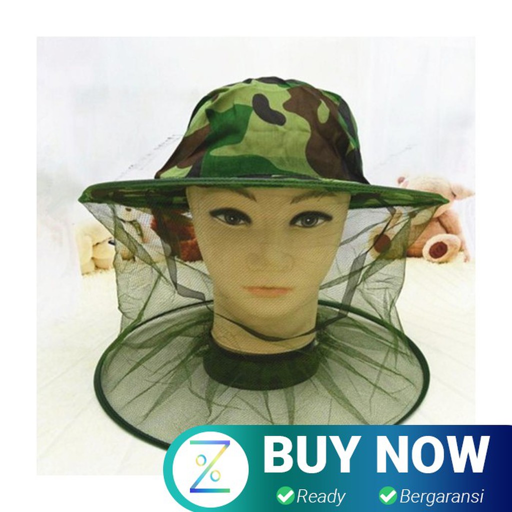 KLV Topi Mancing Jaring Camouflage Anti Nyamuk Lebah - Green