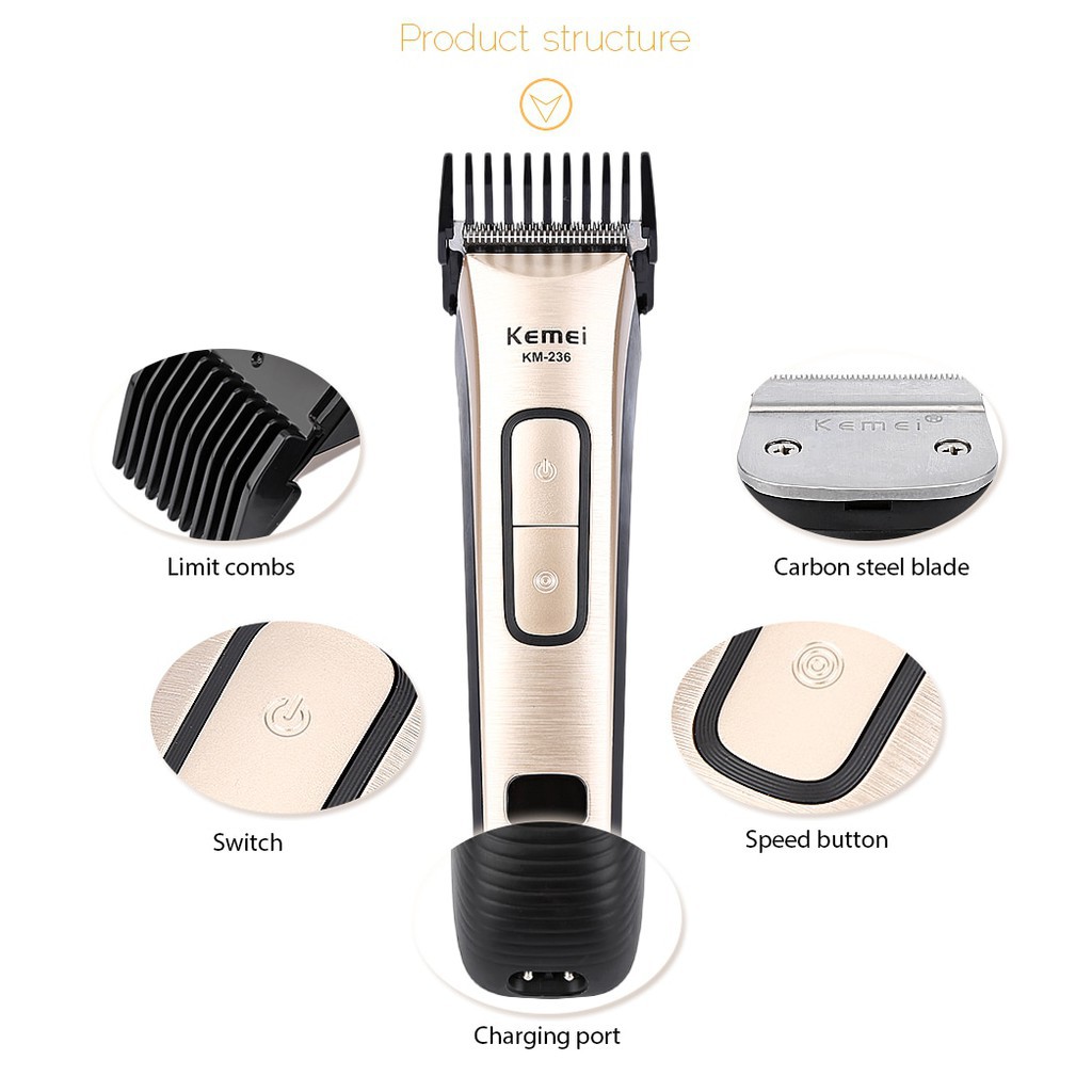 Kemei KM 236 Alat Cukur Rambut Hair Clipper Professional Corded LED Digital Mesin Cukuran KM-236