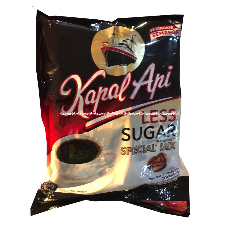 Kapal Api Less Sugar Isi 20sachet Kopi Bubuk Special Mix KapalApi Kopi Tanpa Gula Lesssugar Non Sugar Free 20 Sachet