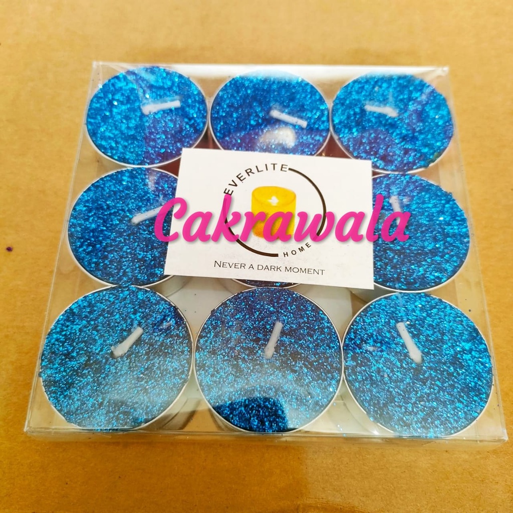 Lilin Tealight Glitter Lilin Dekorasi  Lilin Tablet isi 9 Pcs