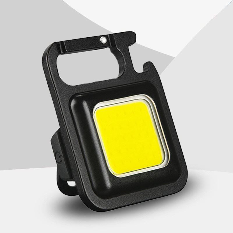 Lampu Senter Led Cob Mini Usb Rechargeable Dengan Gantungan Kunci Untuk Outdoor / Camping / Memancing