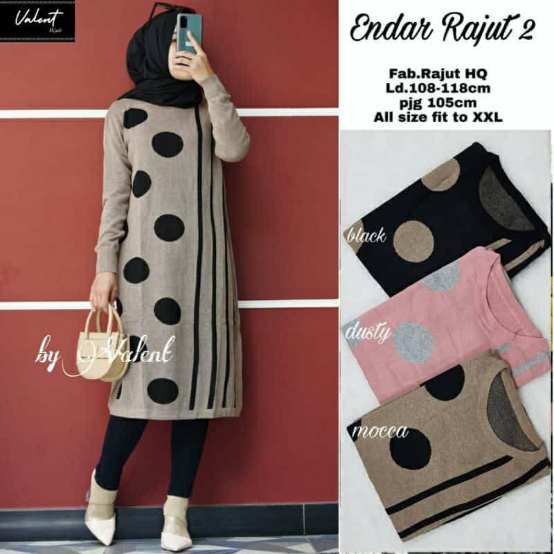 Atasan Wanita lengan panjang Endar Rajut Tunik by Valent ori solo