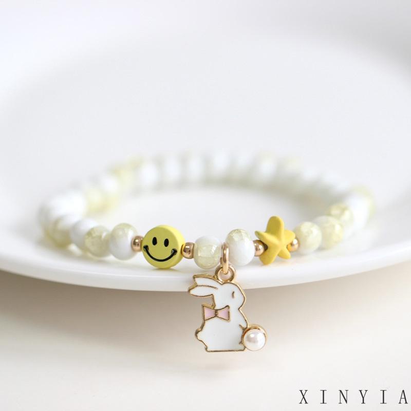 【COD】Gelang Tangan Manik-Manik Keramik Liontin Unicorn / Bintang / Kelinci Untuk Wanita