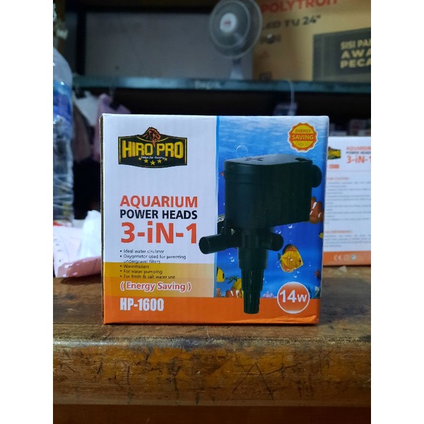 Sirkulasi Aquarium Power Heads 3 in 1 HIRO PRO HP-1600 14W
