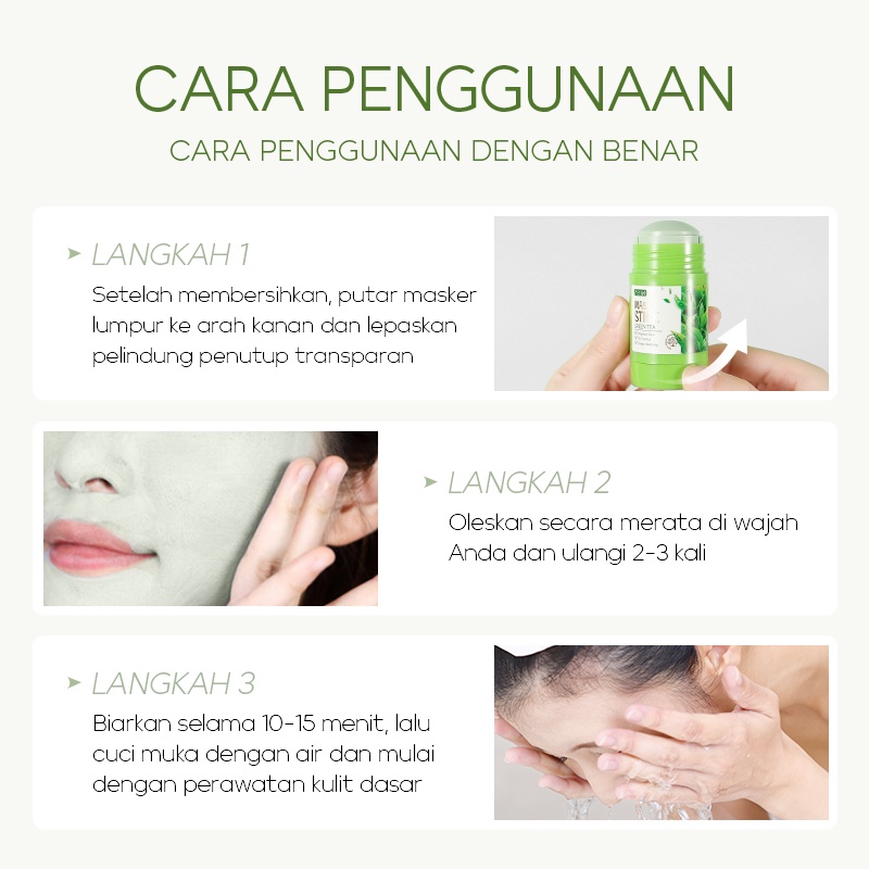 Fenyi Green Tea Mud Mask Stik KAOLIN Pembersih Komedo Penghilang Jerawat Mengontrol Minyak 40g