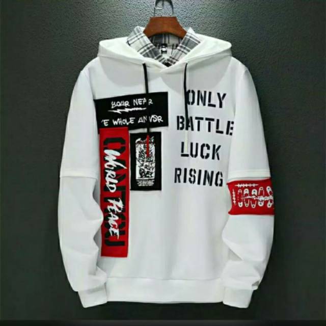 Sweater Hoodie Pria Ziper Shoulder Yang Lagi Hits Sekarang